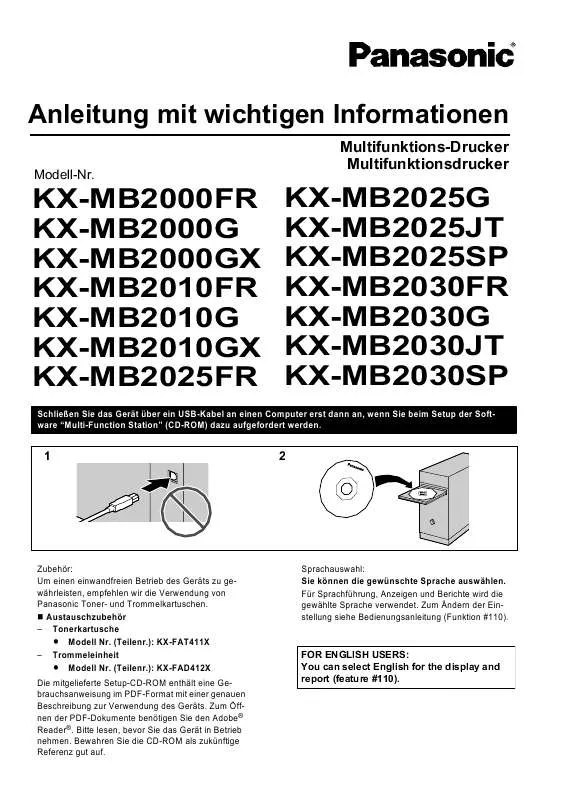 Mode d'emploi PANASONIC KX-MB2000G