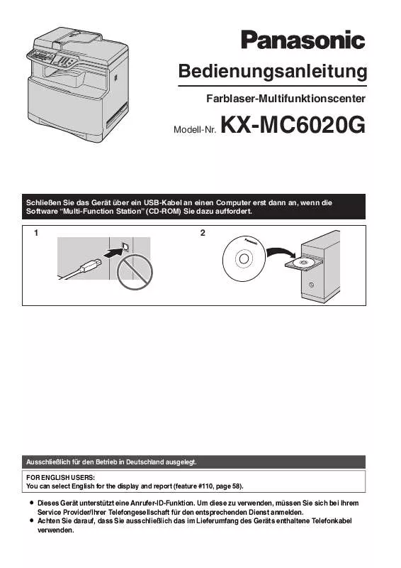 Mode d'emploi PANASONIC KX-MC6020