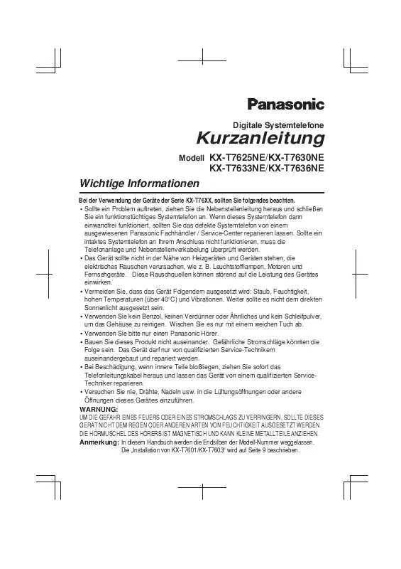 Mode d'emploi PANASONIC KX-T7625NE