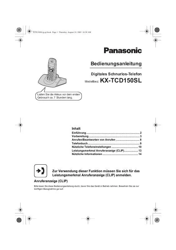 Mode d'emploi PANASONIC KX-TCD150SL