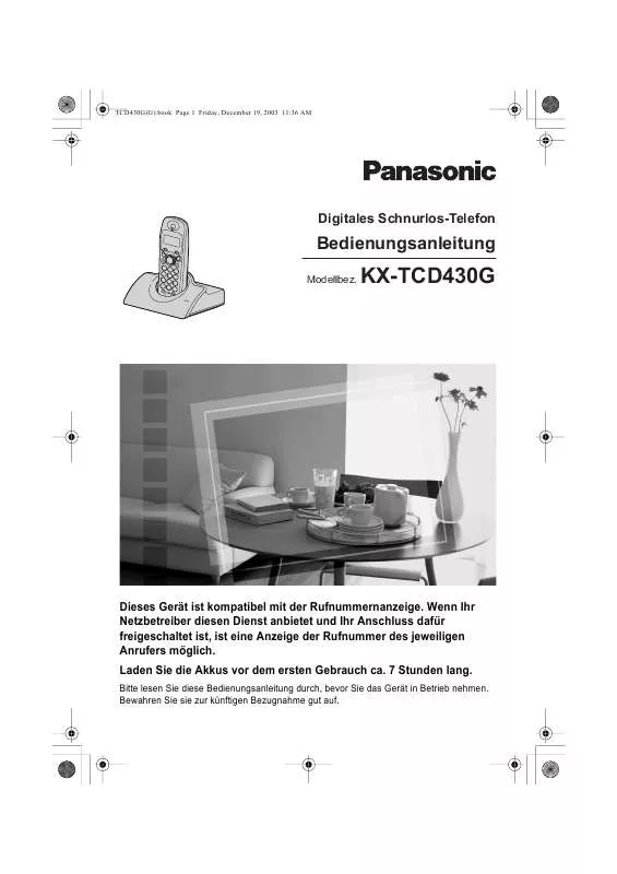 Mode d'emploi PANASONIC KX-TCD430