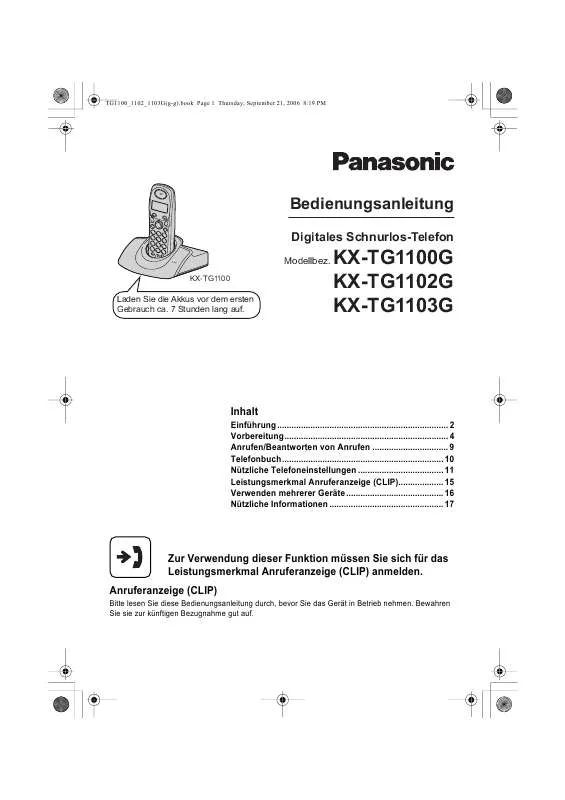 Mode d'emploi PANASONIC KX-TG1100G