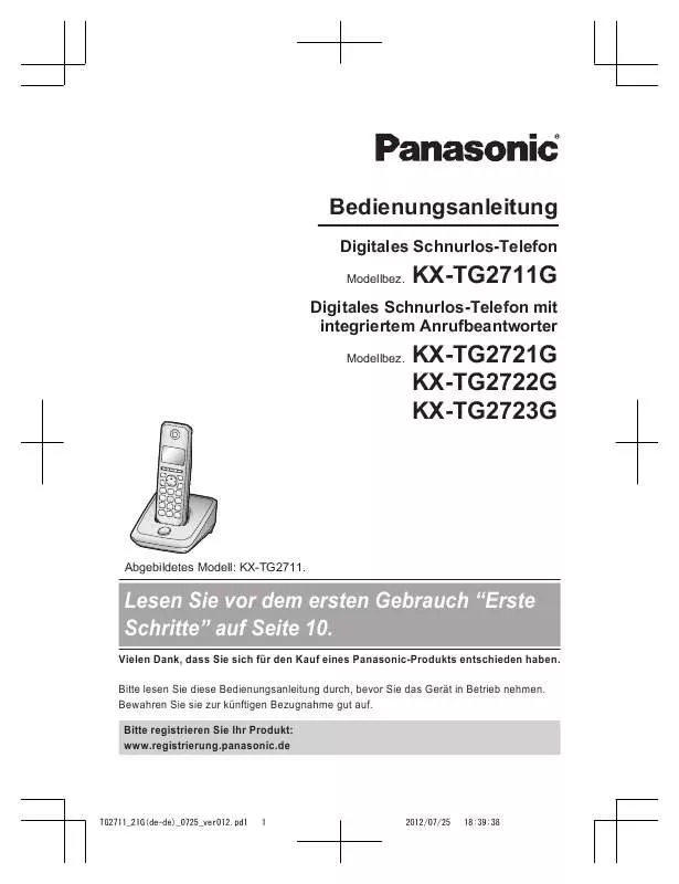 Mode d'emploi PANASONIC KX-TG2723G