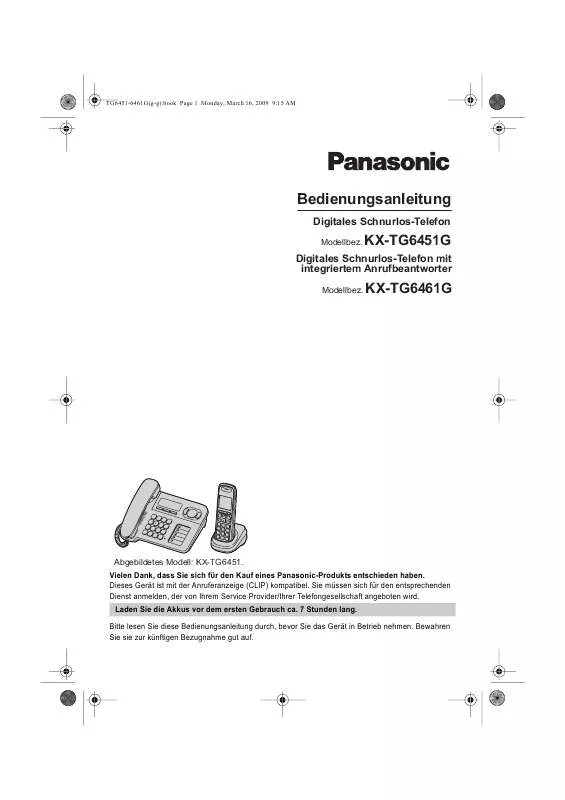 Mode d'emploi PANASONIC KX-TG6461G