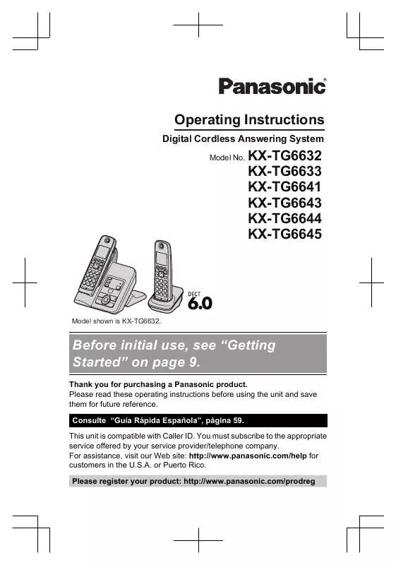 Mode d'emploi PANASONIC KXTG6632