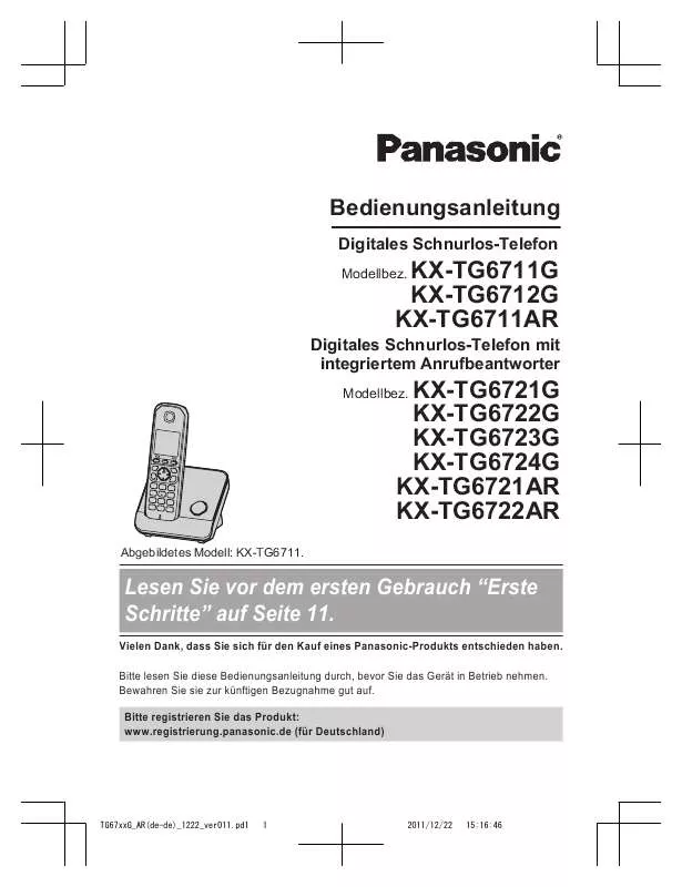Mode d'emploi PANASONIC KX-TG6711AR