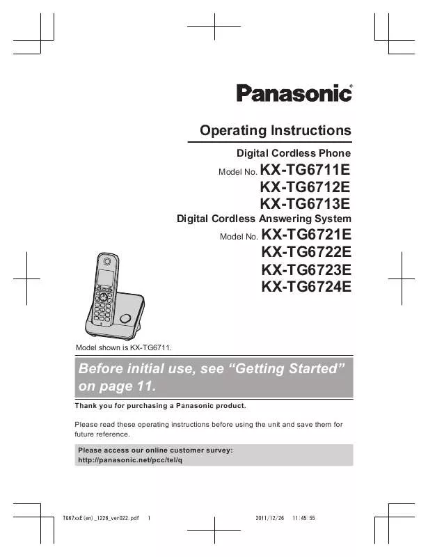 Mode d'emploi PANASONIC KXTG6722E