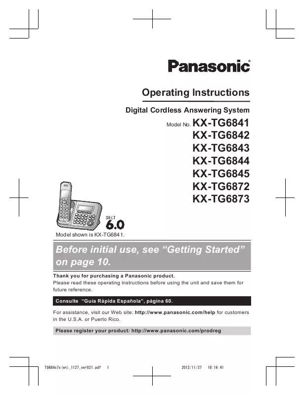 Mode d'emploi PANASONIC KXTG6841