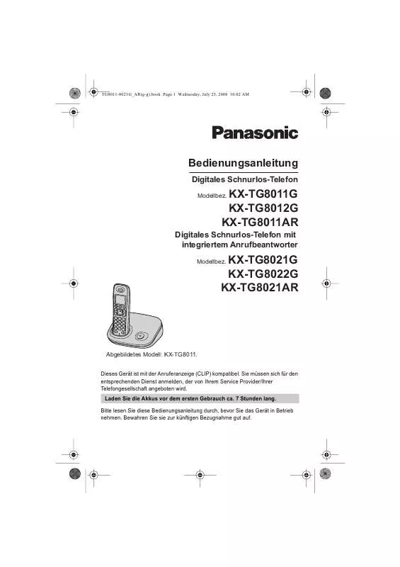 Mode d'emploi PANASONIC KX-TG8021GS