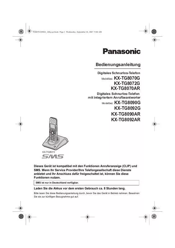 Mode d'emploi PANASONIC KX-TG8070AR