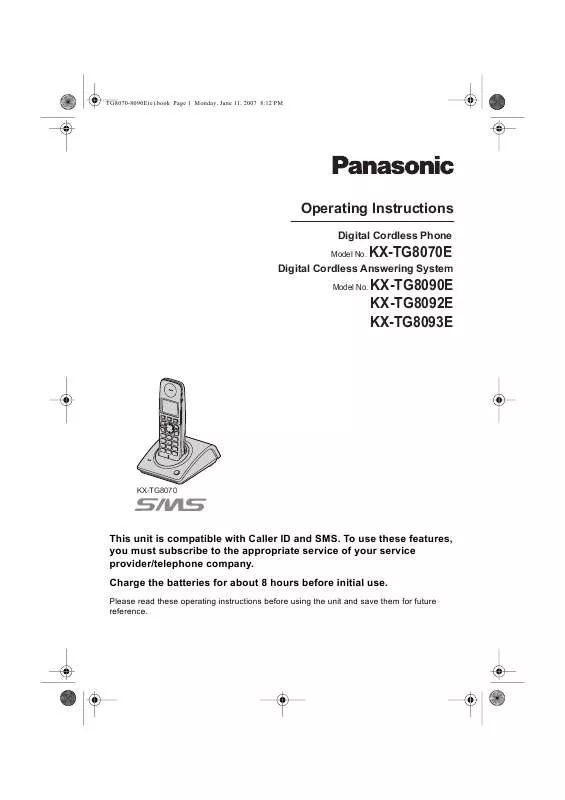 Mode d'emploi PANASONIC KXTG8090E