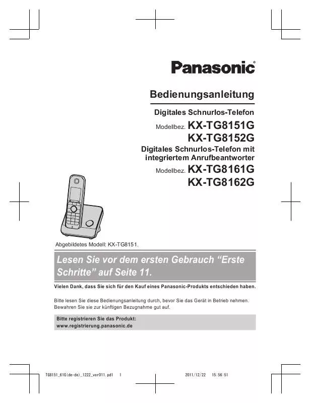 Mode d'emploi PANASONIC KX-TG8161G