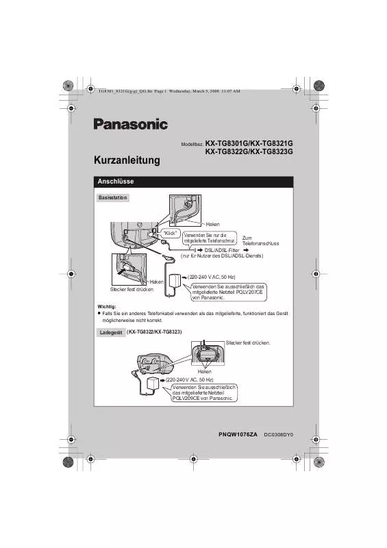 Mode d'emploi PANASONIC KX-TG8301G