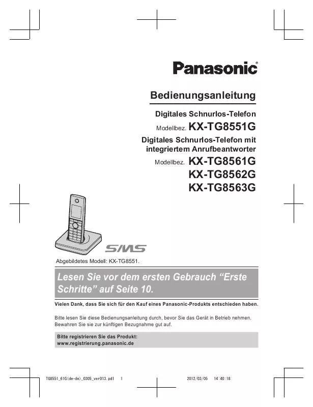 Mode d'emploi PANASONIC KX-TG8561G