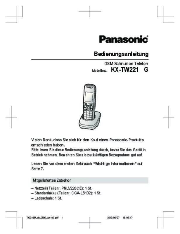 Mode d'emploi PANASONIC KX-TW221GBA