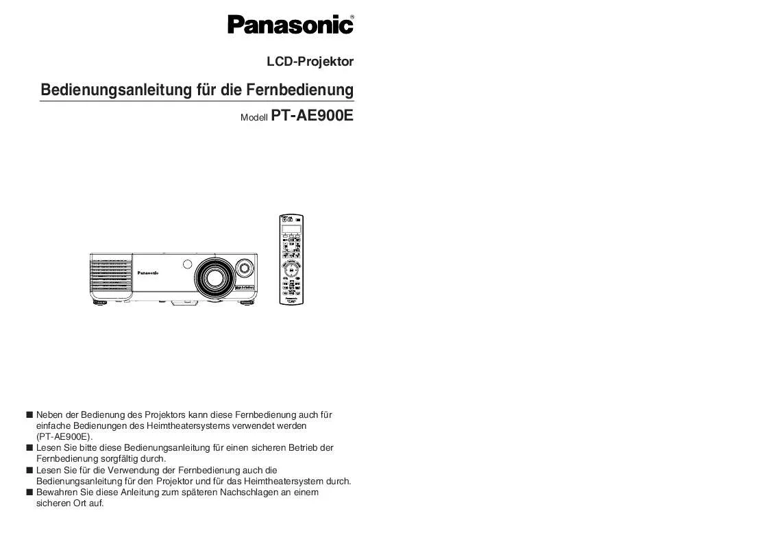 Mode d'emploi PANASONIC PT-AE900E