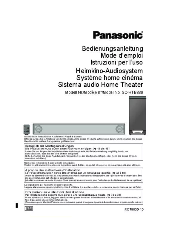 Mode d'emploi PANASONIC SC-HTB8