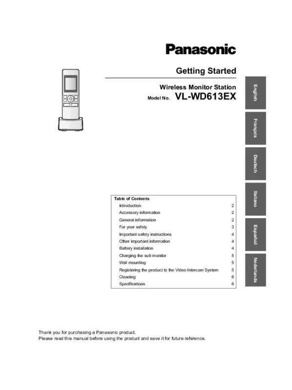 Mode d'emploi PANASONIC VL-WD613EX