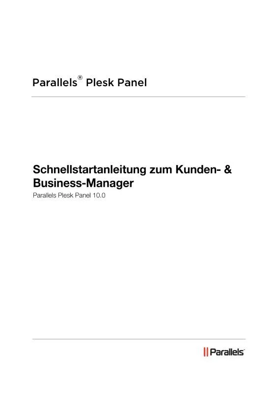 Mode d'emploi PARALLELS PLESK PANEL 10.0 BUSINESS MANAGER