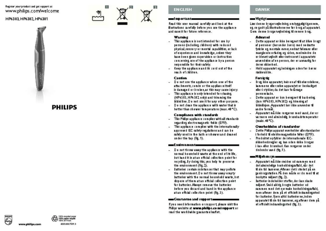 Mode d'emploi PHILIPS HP6383/20