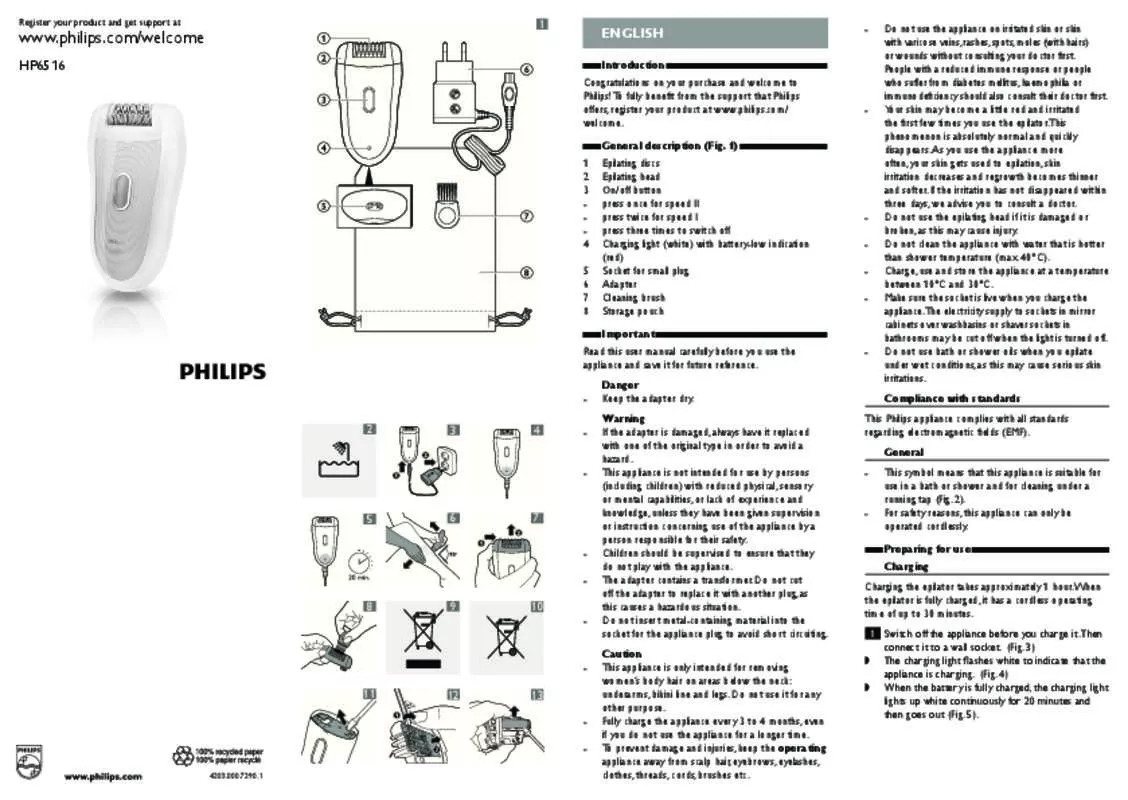 Mode d'emploi PHILIPS HP6516