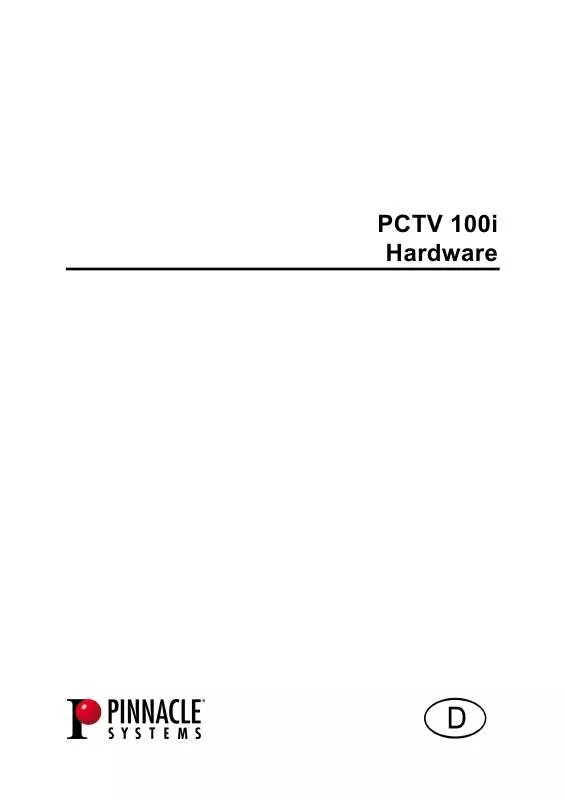 Mode d'emploi PINNACLE PCTV 100I