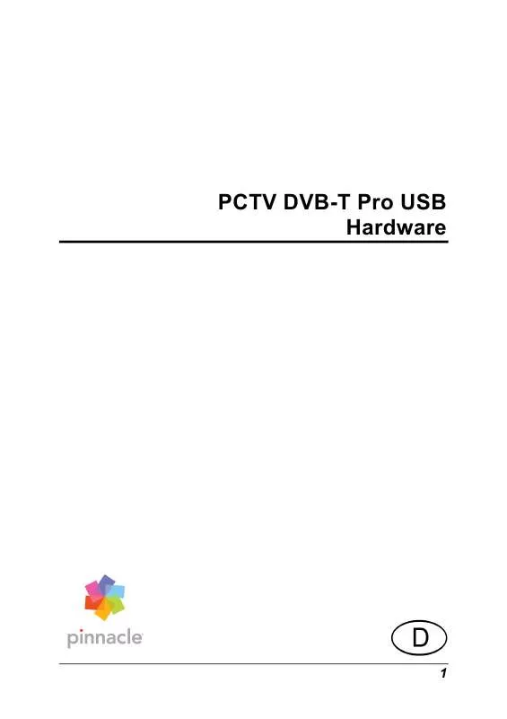 Mode d'emploi PINNACLE PCTV DVB-T PRO USB