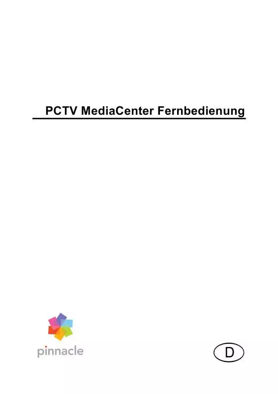 Mode d'emploi PINNACLE PCTV MEDIACENTER REMOTE