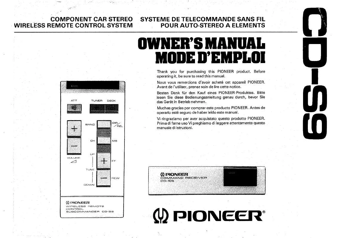 Mode d'emploi PIONEER CD-S9