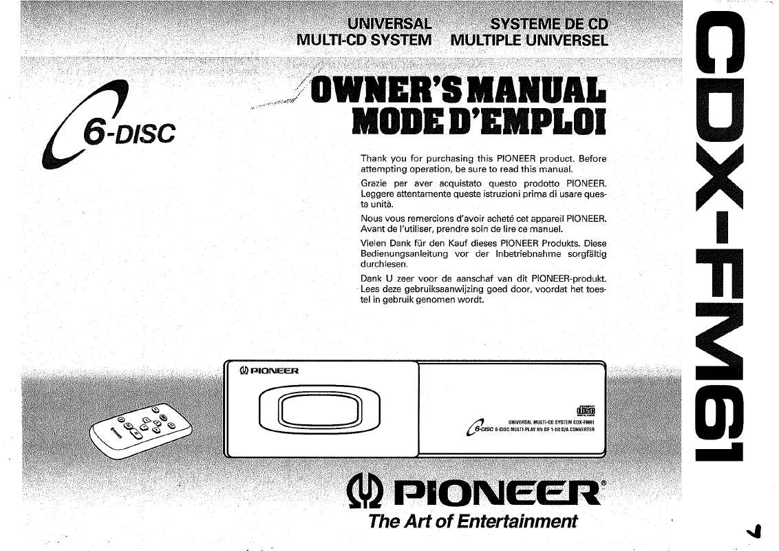 Mode d'emploi PIONEER CDX-FM61