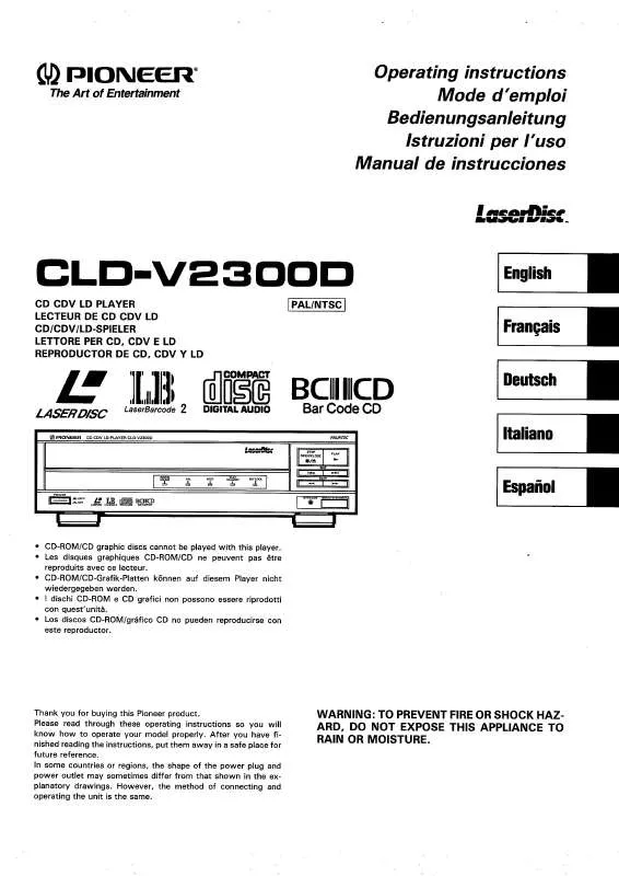 Mode d'emploi PIONEER CLD-V2300
