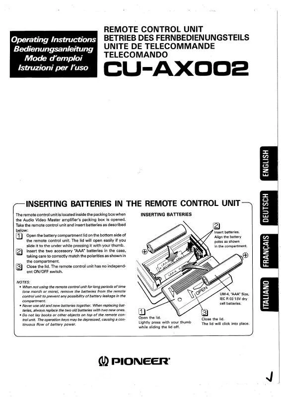 Mode d'emploi PIONEER CU-AX002