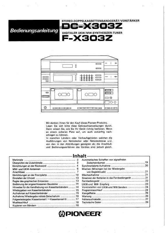 Mode d'emploi PIONEER F-X303Z