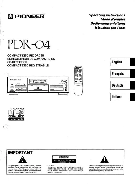 Mode d'emploi PIONEER PDR-04