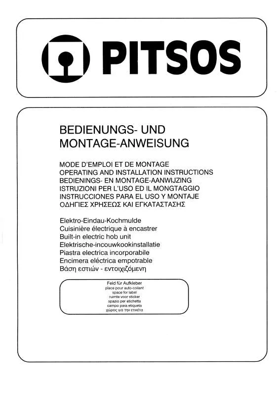 Mode d'emploi PITSOS 8622K