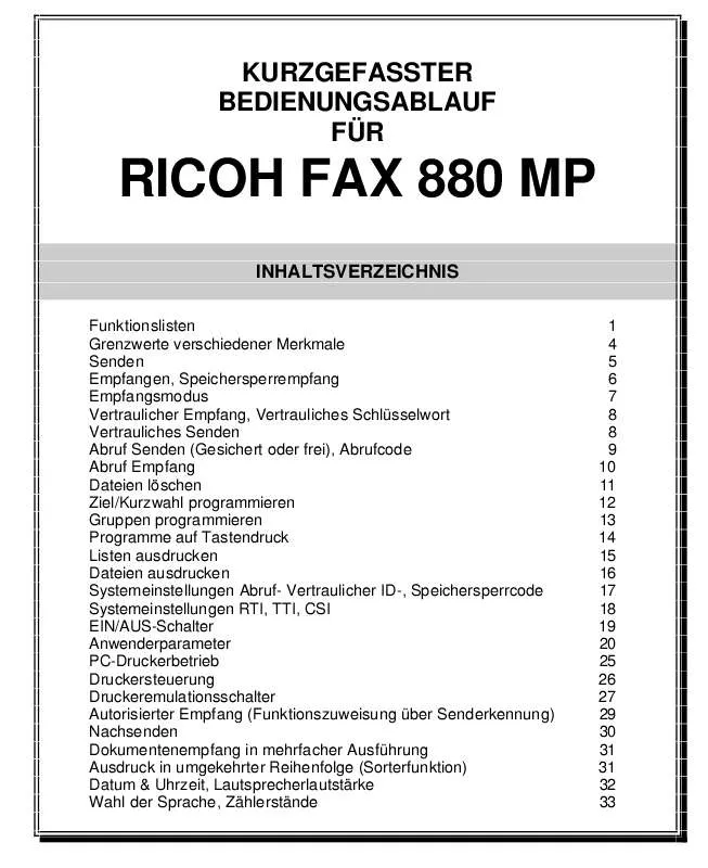 Mode d'emploi RICOH FAX 880MP