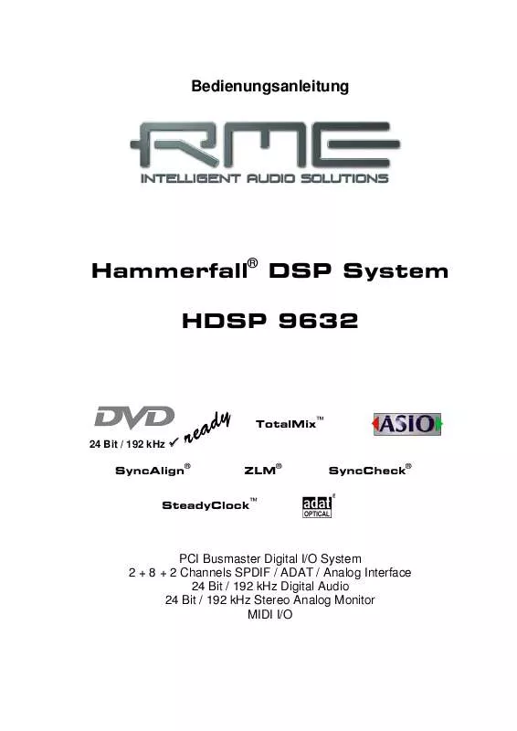 Mode d'emploi RME HDSP 9632
