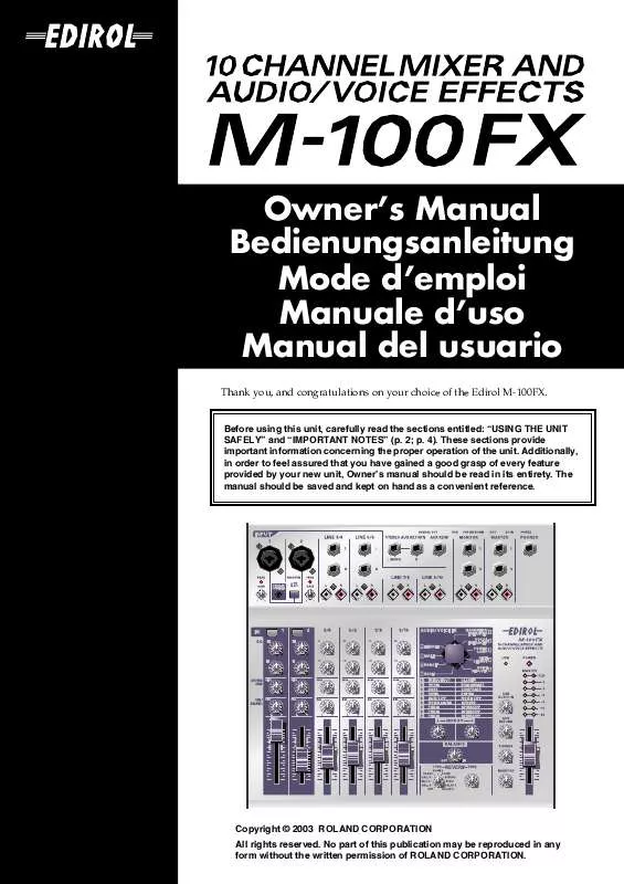 Mode d'emploi ROLAND M-100FX