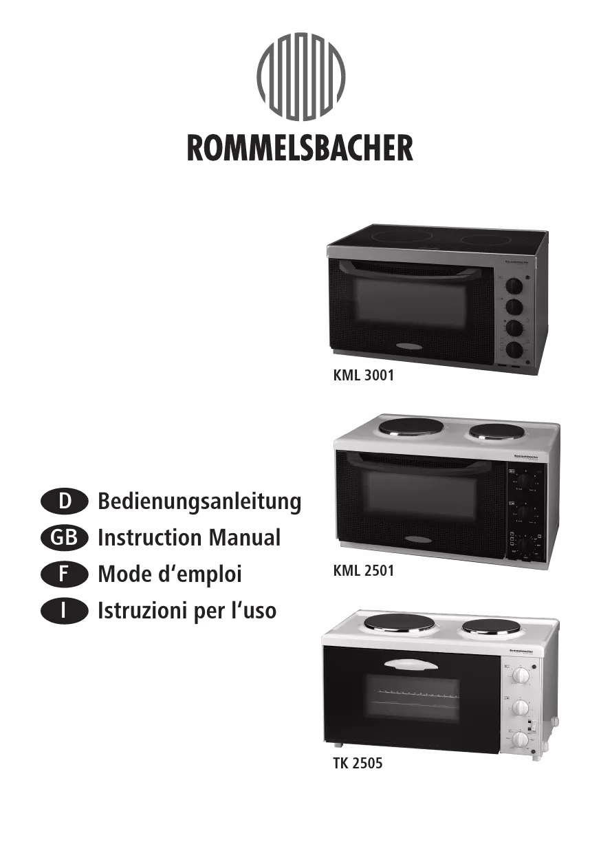 Mode d'emploi ROMMELSBACHER TK 2505