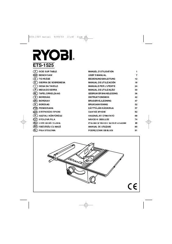 Mode d'emploi RYOBI ETS-1525