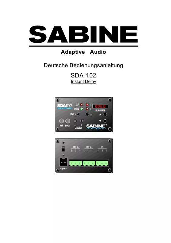 Mode d'emploi SABINE SDA-102