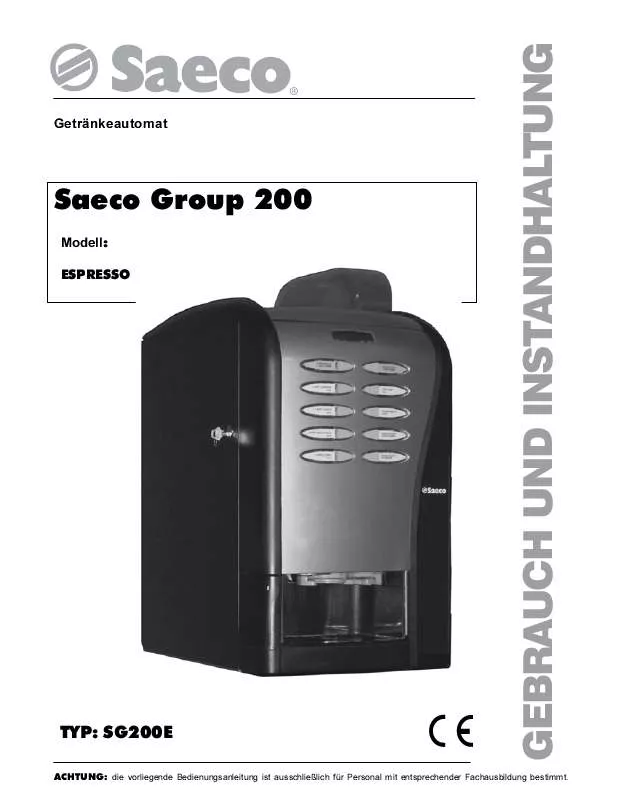 Mode d'emploi SAECO SG 200E