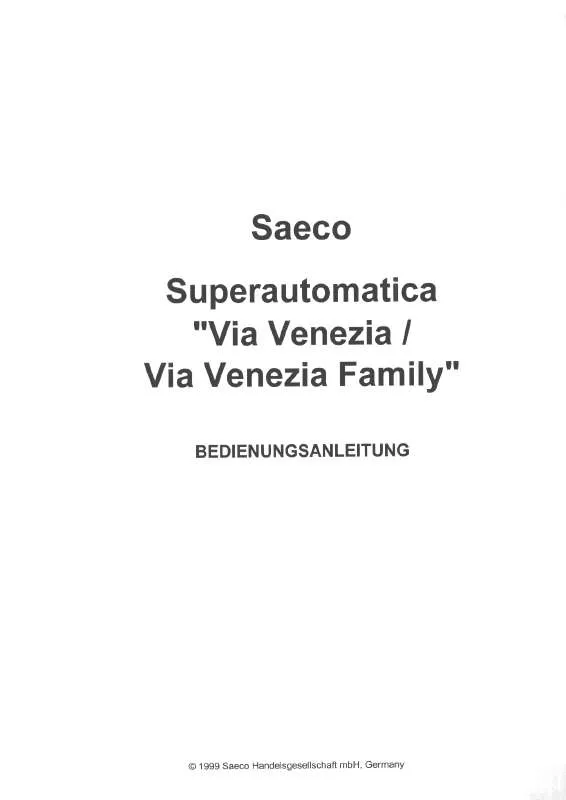 Mode d'emploi SAECO VENEZIA FAMILY