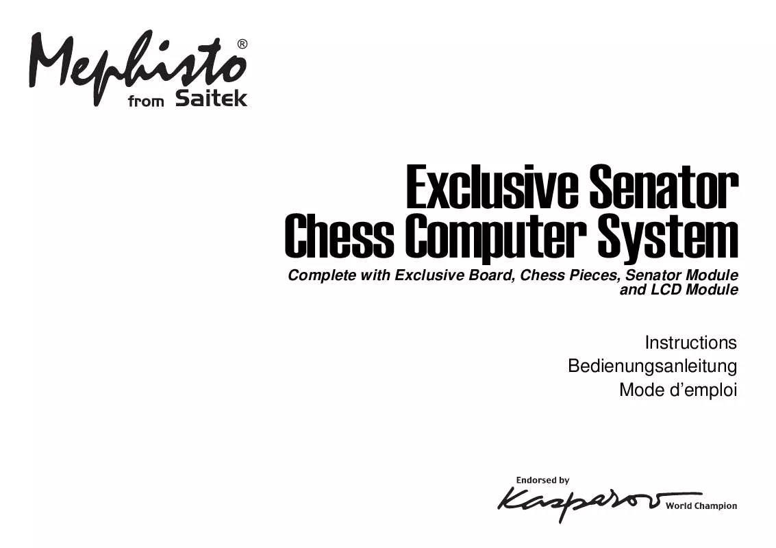 Mode d'emploi SAITEK CT08V MEPHISTO EXCLUSIVE SENATOR CHESS COMPUTER SYSTEM