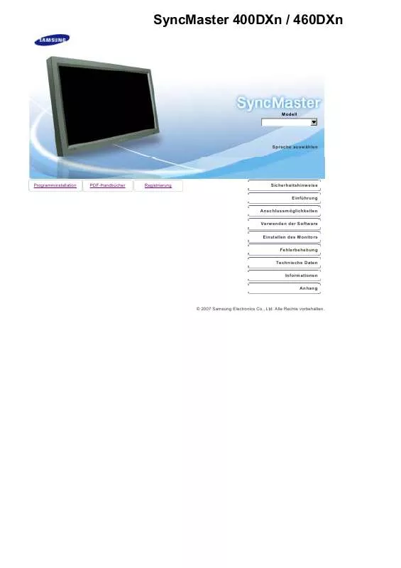 Mode d'emploi SAMSUNG SYNCMASTER 400DXN BLACK