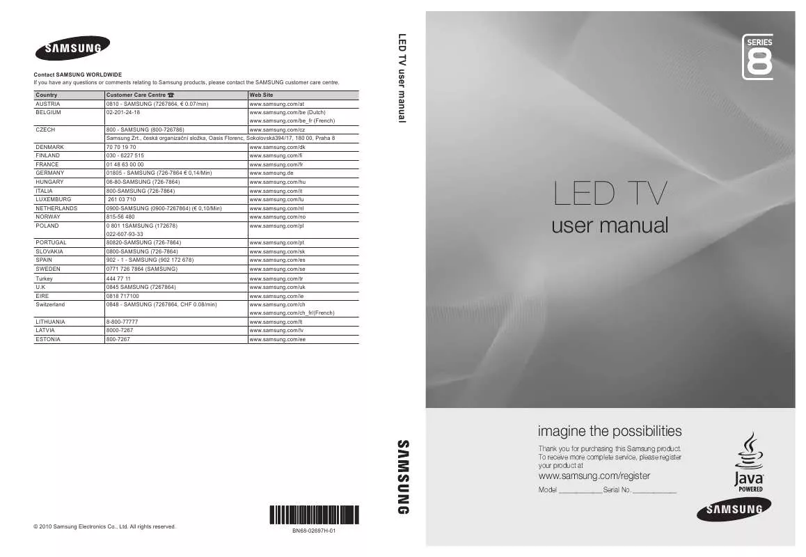 Mode d'emploi SAMSUNG TV LED 3D 40 UE40C8000XP