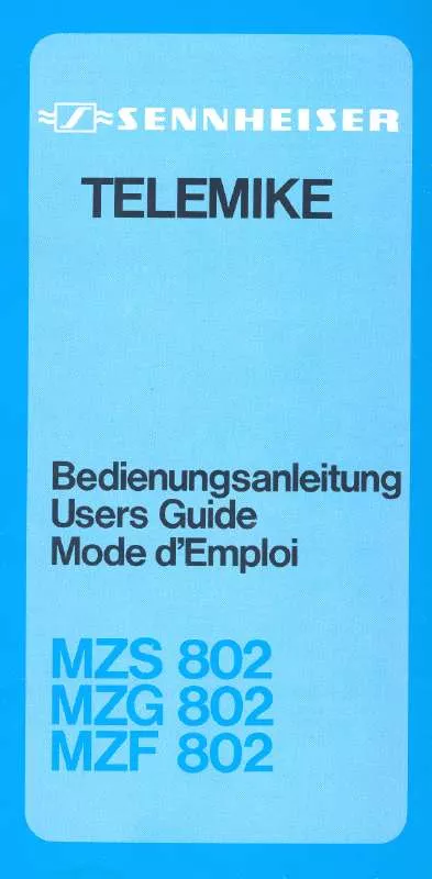 Mode d'emploi SENNHEISER MZF 802