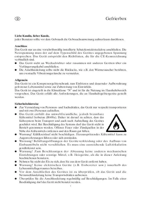 Mode d'emploi SEVERIN GEFRIERBOX KS 9803 WEIß EEK-B