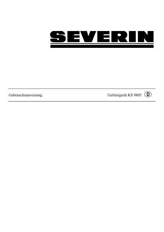 Mode d'emploi SEVERIN HOCHGEFRIERSCHRANK KS 9805