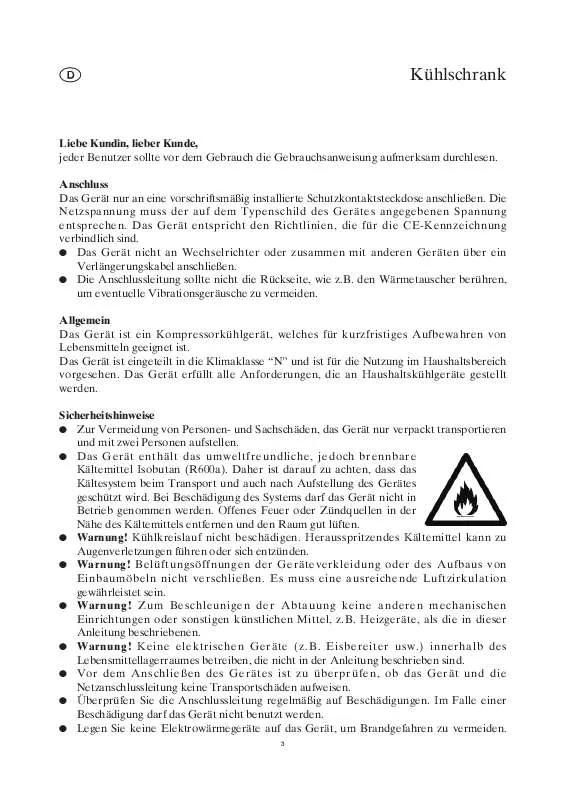 Mode d'emploi SEVERIN TISCHKÜHLSCHRANK KS 9892